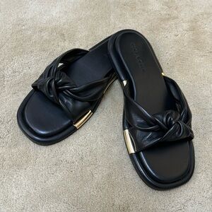 New! Black Coach flip flops